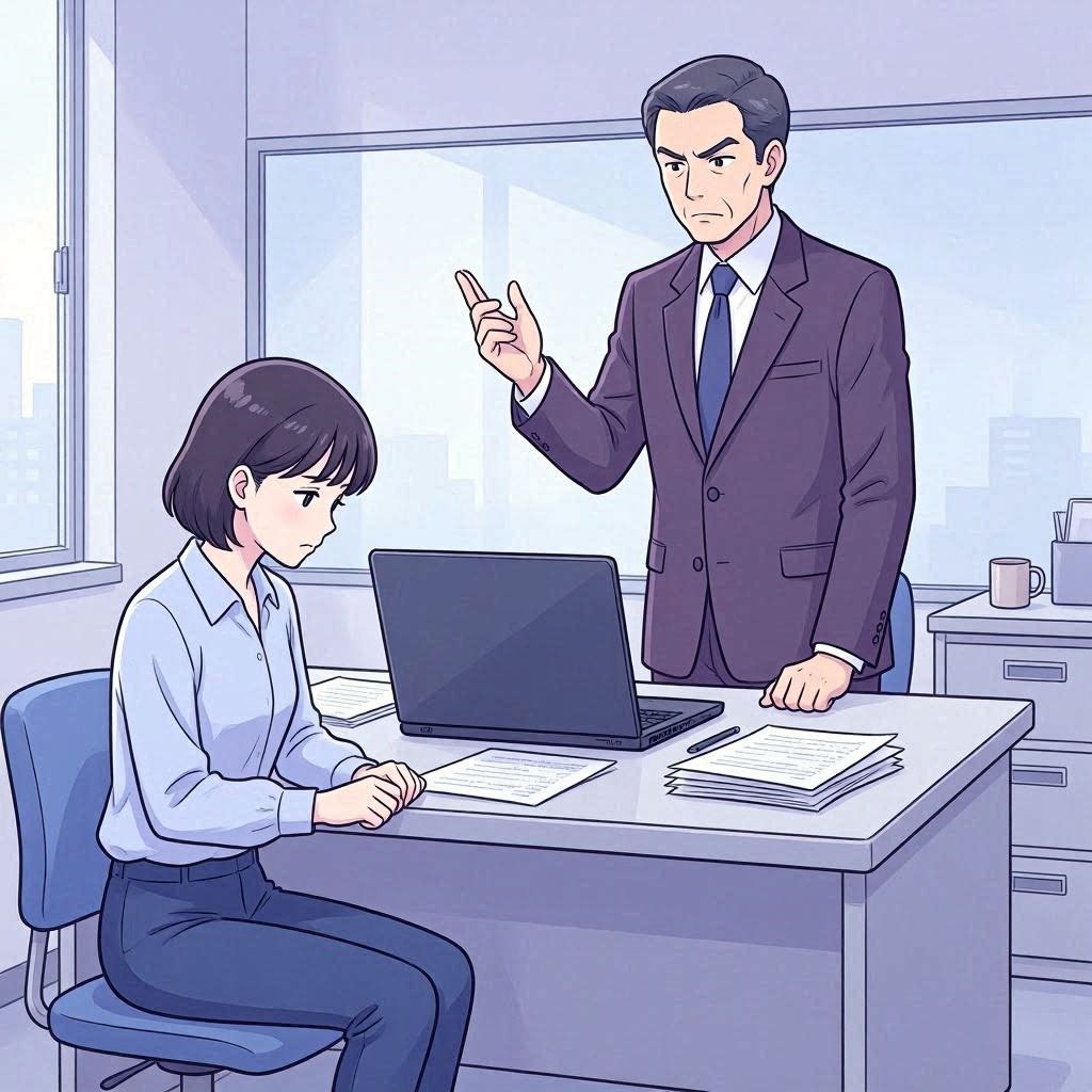 上司が部下を厳しく叱責する場面
